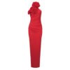 New Style White Ribbon Flower Halter Long High Sense Dress
