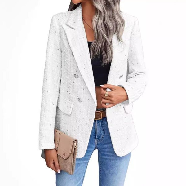 Women's Plaid Woolen Blazer With Fashion Casual Top Pockets