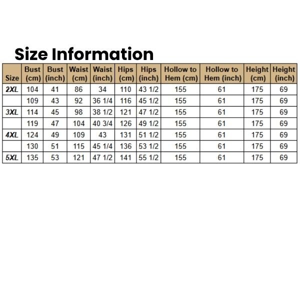 Size Information (1) Women,s Deep V-neck Bridesmaid Plus Size High Waist Dress