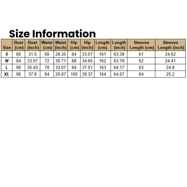 Size Information Women Long Sleeve Slim-fit  Pearl Dress