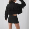 Women's Black Fringe Detail Cropped Jacket