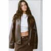 Women's Loose Fit Lapel Collar Regular Jacket