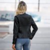 Women's Slim Fit Stand Collar Faux Leather Jacket