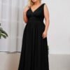 a519347d-9a0d-4664-8dfa-66e66f663fa7 Women,s Deep V-neck Bridesmaid Plus Size High Waist Dress