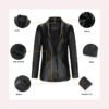 Women's Single Button Faux Leather Blazer