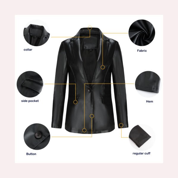 Women's Single Button Faux Leather Blazer
