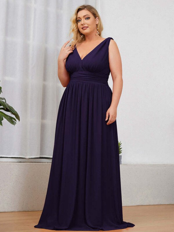 a8b6448e-c366-4f57-af4b-d66c5831061c Women,s Deep V-neck Bridesmaid Plus Size High Waist Dress