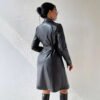 Women's Faux Leather Tie Waist Trench Coat
