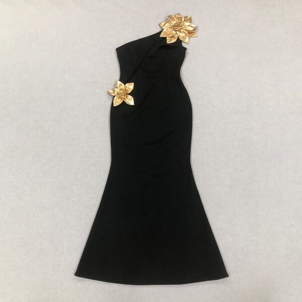 ab21f83c-9c37-49f9-929e-0239685a8374 Women,s Slim-fit With Golden Flower Maxi Dress