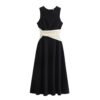 European And American Elegant Style Sleeveless Vest Color Collision Design Long Dress For Women