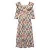 Ethnic Style Elegance Retro Flying Sleeves Printed Dress