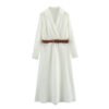 European And American Style Women's Fashion Temperament With Belt Silk Satin Texture Dress