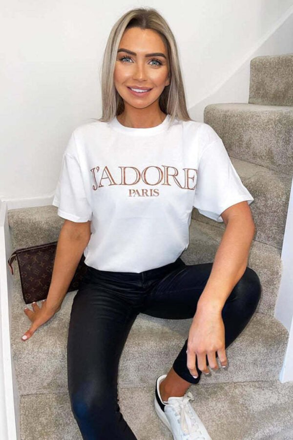 Ladies Oversized J' Adore Paris Short Sleeves T-Shirt Top