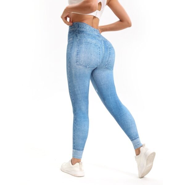 Women's High Waist Nylon Spandex Jean Print Leggings (3 Colors)