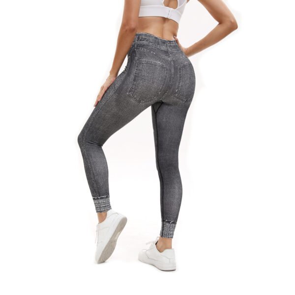 Women's High Waist Nylon Spandex Jean Print Leggings (3 Colors)