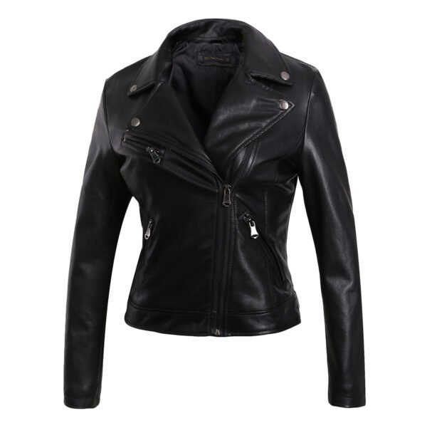 Women's Slim Fit Tassel Detail PU Leather Biker Jacket
