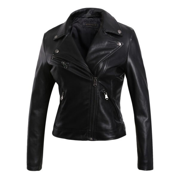 Women's Slim Fit Tassel Detail PU Leather Biker Jacket