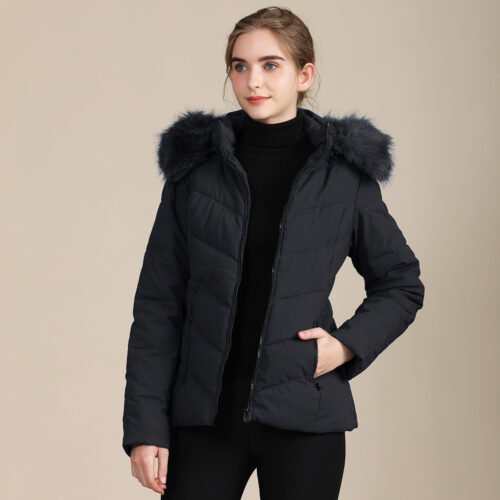 Women's Padded Jacket with Fur Hood