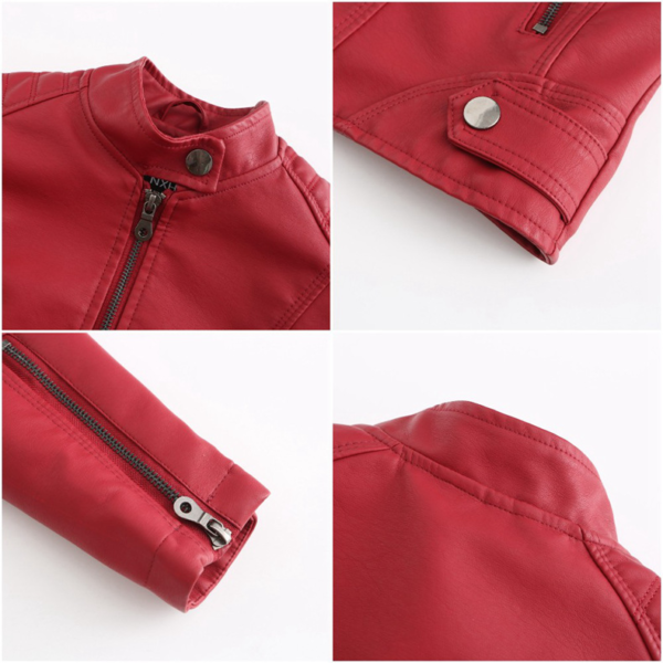 Women's Slim Fit Stand Collar Faux Leather Jacket