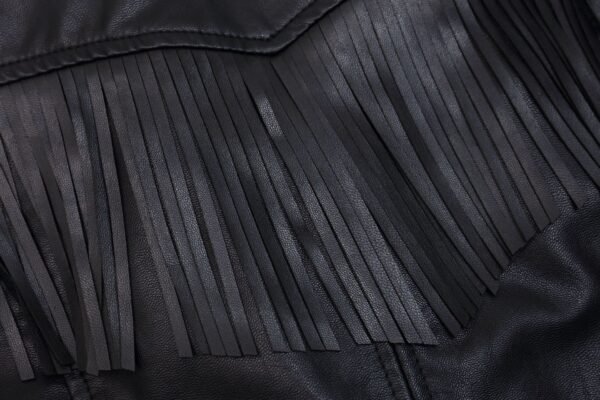 Women's Slim Fit Tassel Detail PU Leather Biker Jacket