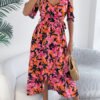 European And American Strapless Cross V-neck Flower Strap Holiday Dress