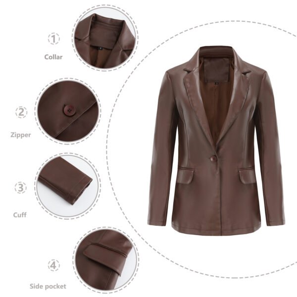 Women's Single Button Faux Leather Blazer