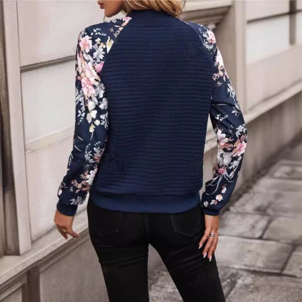 Women's Floral Sleeve Quilted Bomber Jacket