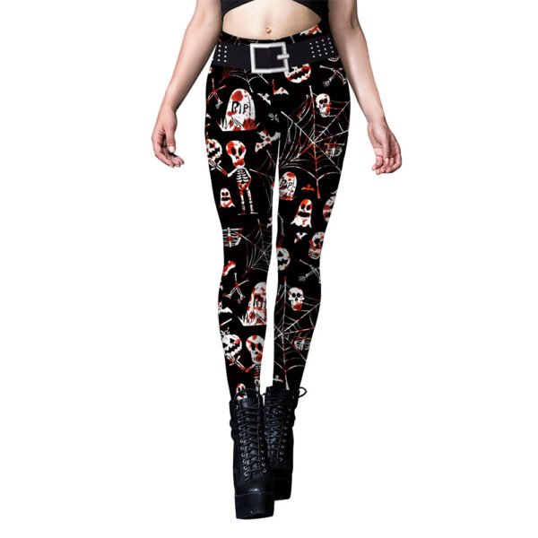 Woman's Skull Spider Web Printed Tight Leggings (4 Style)