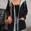 Ladies Hooded Casual Jacket with Color Blocks