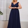 c5bad7e5-02fd-43ef-9fb7-d4fc948a6e65 Women,s Deep V-neck Bridesmaid Plus Size High Waist Dress