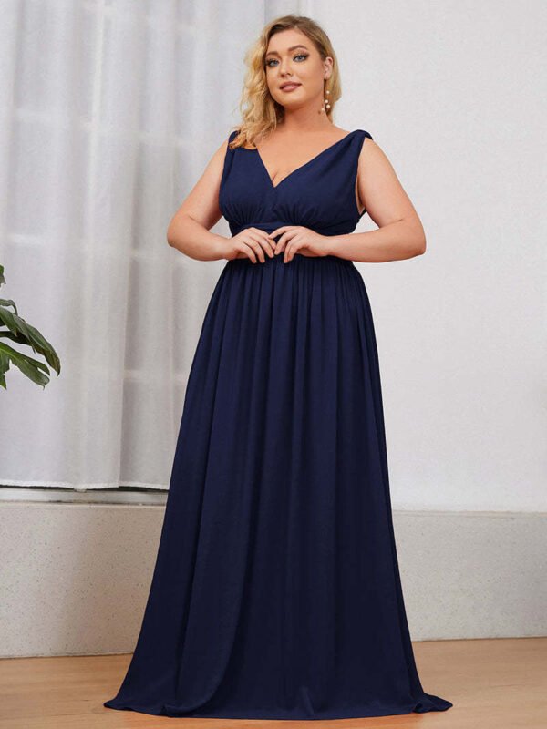 c5bad7e5-02fd-43ef-9fb7-d4fc948a6e65 Women,s Deep V-neck Bridesmaid Plus Size High Waist Dress