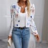 women's floral print-puff sleeve jacket