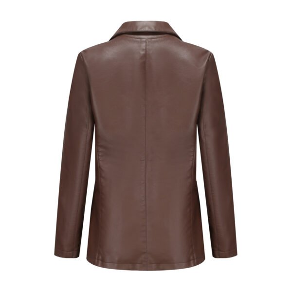 Women's Single Button Faux Leather Blazer