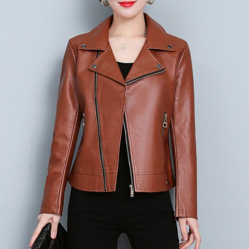 Women's Slim Fit Faux Leather Biker Jacket