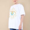 Ladies Oversized Sequin Eye Printed Short Sleeves T-Shirt Top