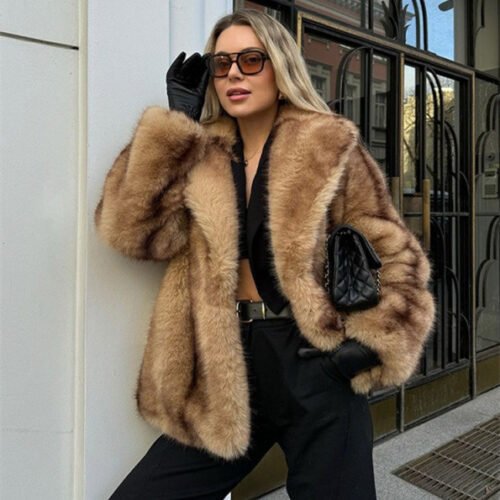 Women's Faux Fur Spandex Coat