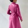 Women's Faux Leather Tie Waist Trench Coat