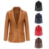 Women's Single Button Faux Leather Blazer