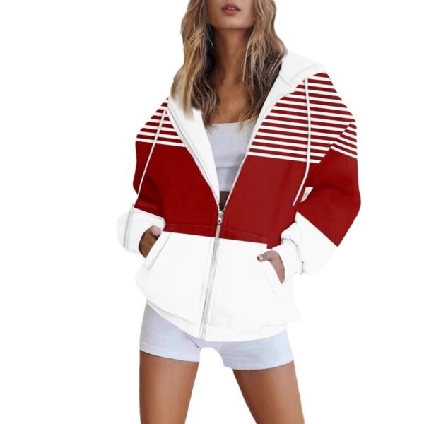 Ladies Striped Hooded Casual  Jacket