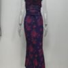 Women's Printed Lace Long Dress