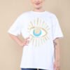 Ladies Oversized Sequin Eye Printed Short Sleeves T-Shirt Top