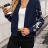 Women's Floral Sleeve Quilted Bomber Jacket