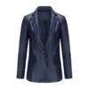Women's Single Button Faux Leather Blazer