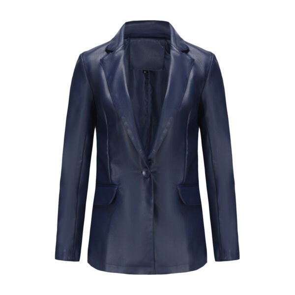 Women's Single Button Faux Leather Blazer
