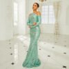 Long Sleeve Off-the-shoulder Banquet Sequined Sheath Fishtail Dress