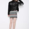 Women's Slim Fit Tassel Detail PU Leather Biker Jacket