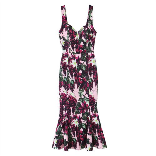 European And American Style Fashionable Elegant And Sexy Wide Swing Printing Dress