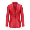 Women's Single Button Faux Leather Blazer