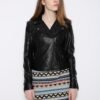 Women's Slim Fit Tassel Detail PU Leather Biker Jacket