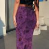 Hot Girl Autumn Women Clothing Knitted Street Sexy Flocking Flower Sheath Skirt For Women